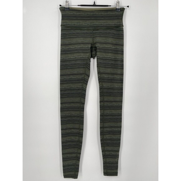 Lululemon‎ Wunder Under Pant III size 4 Cyber Stripe Gator Green Black Legging - Picture 1 of 7